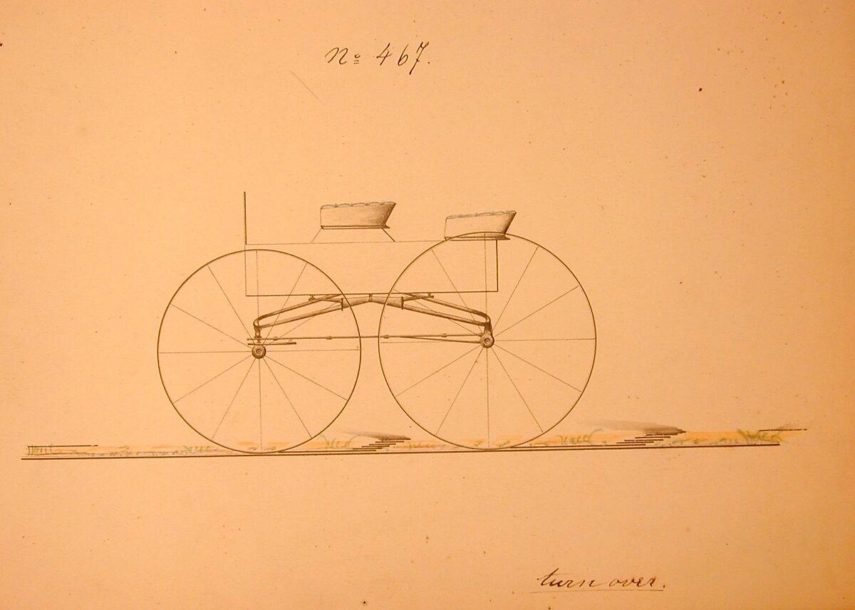 Square Box Wagon #467 & #716 (verso), Brewster &amp; Co. (American, New York), Graphite, pen and black in, watercolor