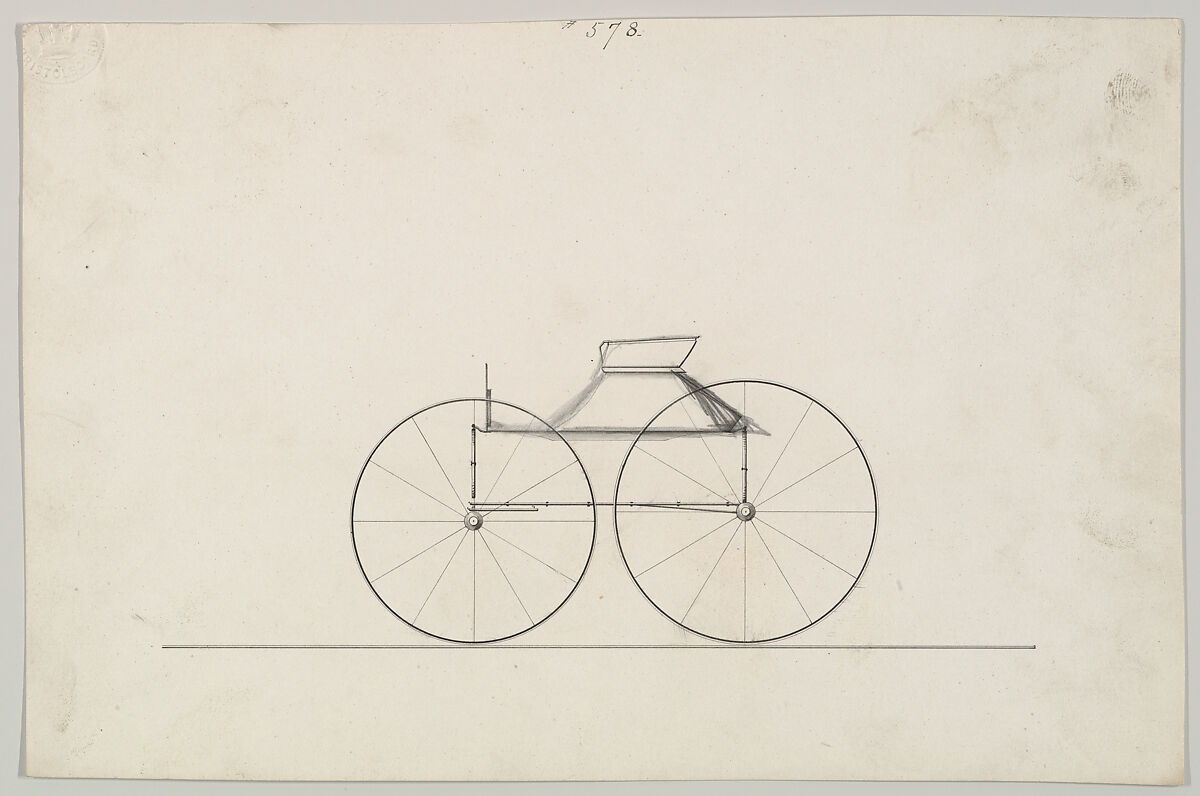 Design for Wagon, no. 578, Brewster &amp; Co. (American, New York), Pen and black ink and graphite 