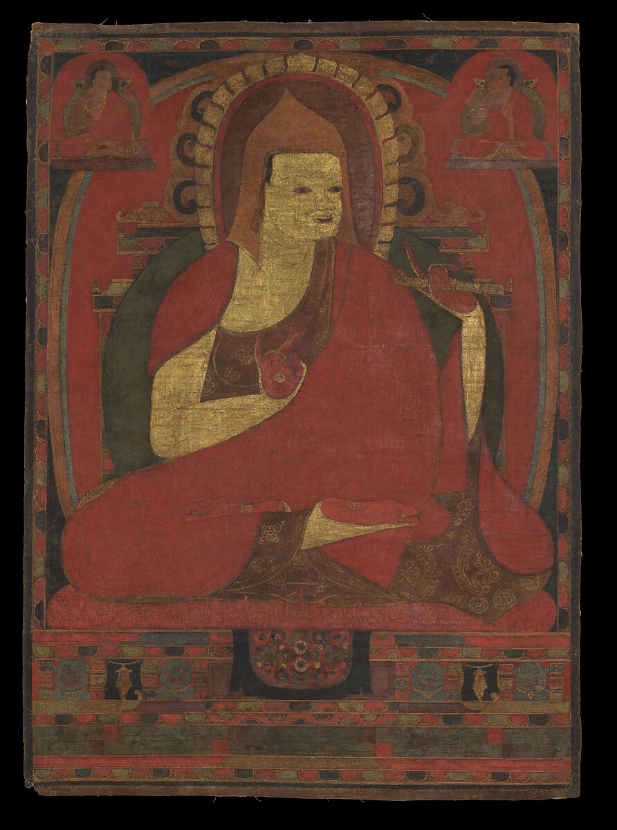Portrait of the Indian Monk Atisha, Distemper and gold on cloth, Tibet 