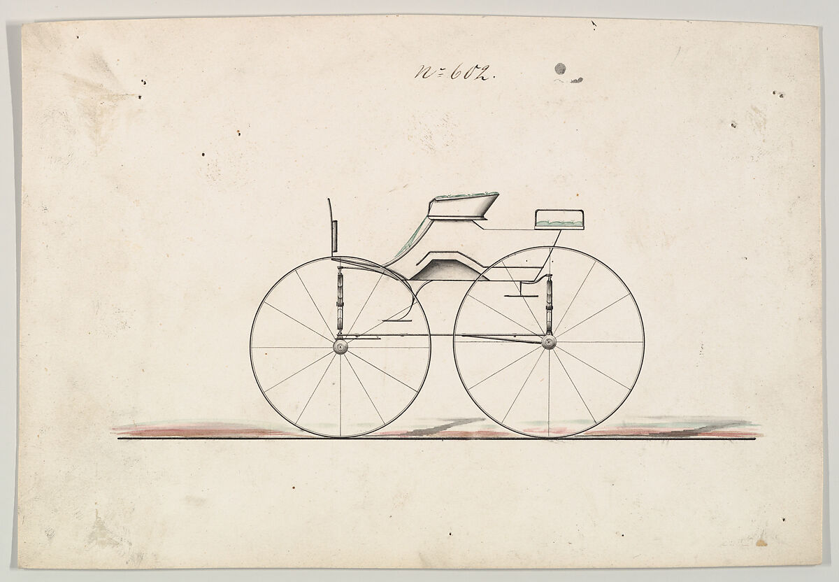 Design for Wagon, no. 602, Brewster &amp; Co. (American, New York), pen and black ink, watercolor and gouache 