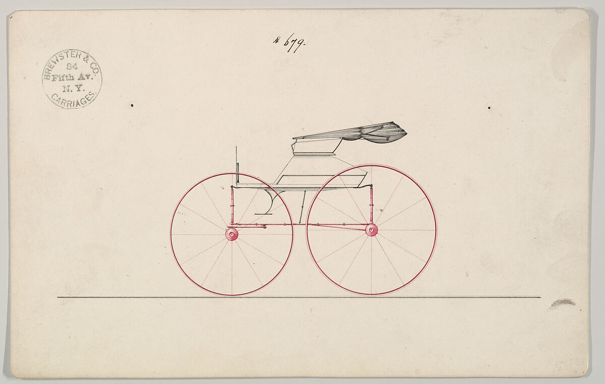 Wagon #679, Brewster &amp; Co. (American, New York), Pen and black ink, watercolor 