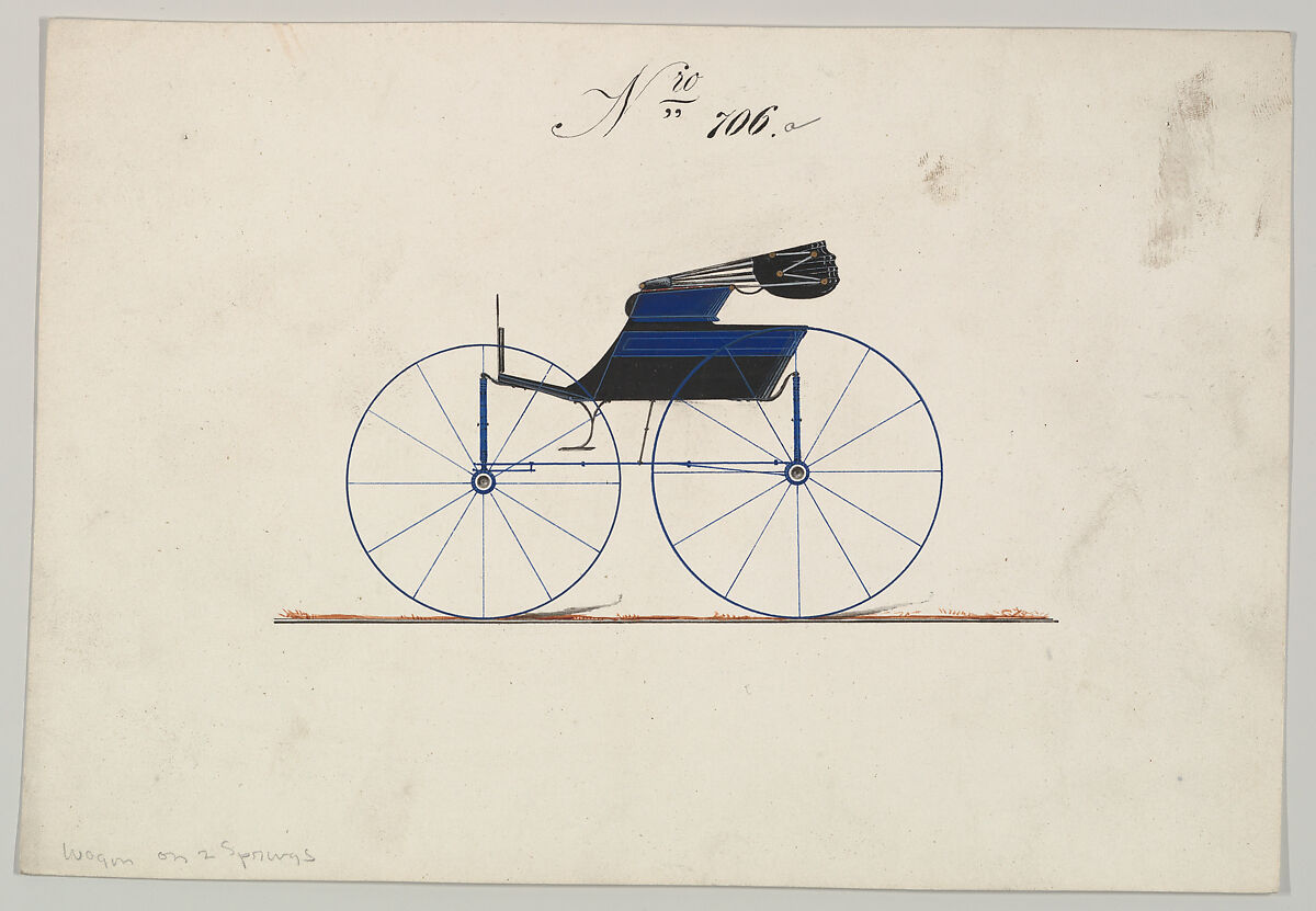 Design for Wagon, no. 706a, Brewster &amp; Co. (American, New York), Pen and black ink, watercolor and gouache 