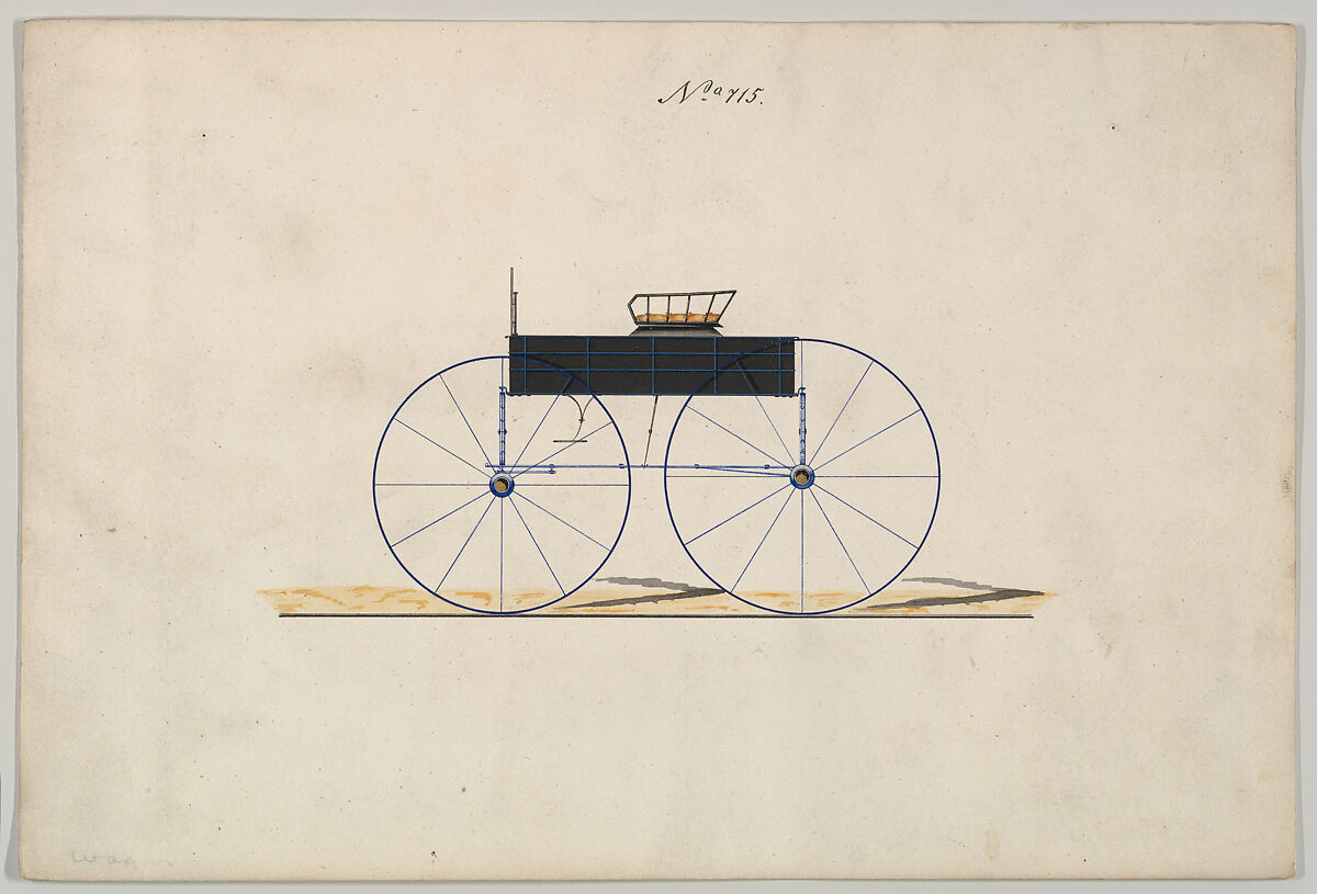 Design for Wagon, no. 715, Brewster &amp; Co. (American, New York), Watercolor and ink 