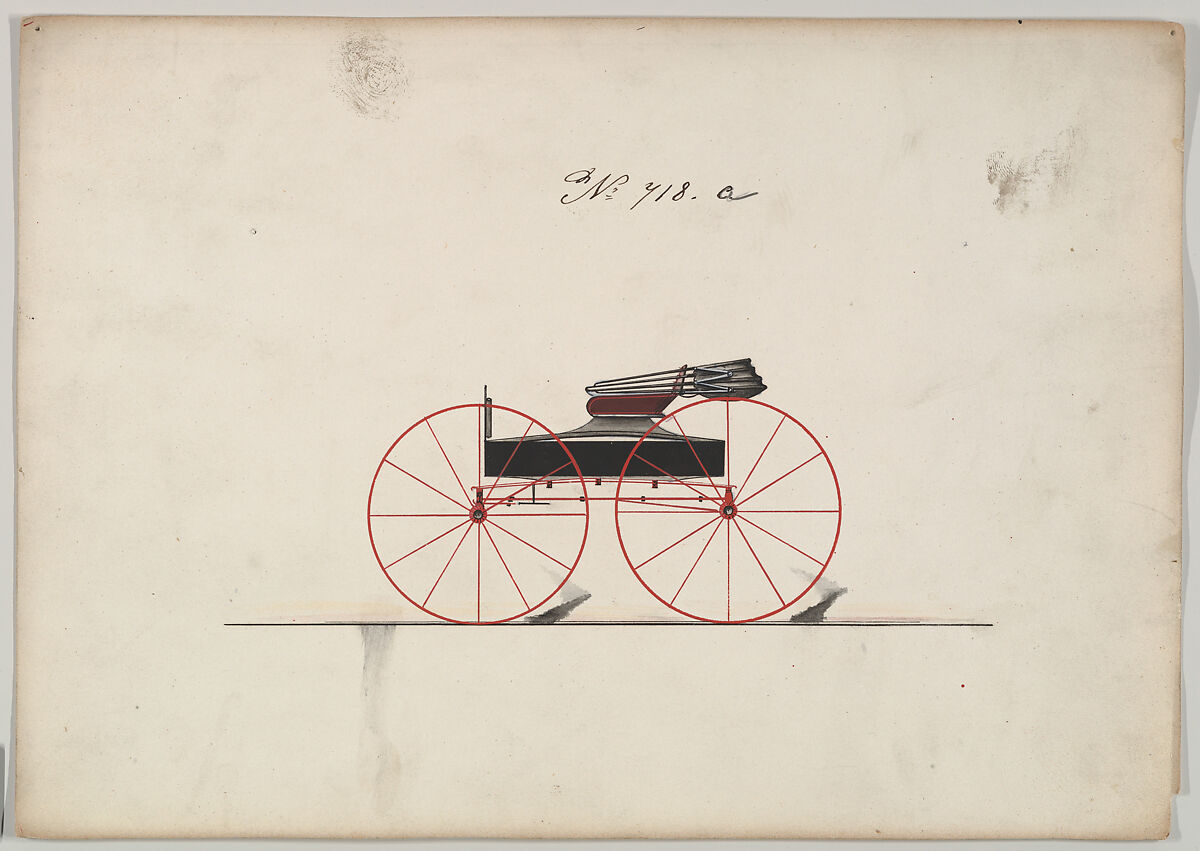 Design for Wagon, no. 718a, Brewster &amp; Co. (American, New York), Watercolor and ink 