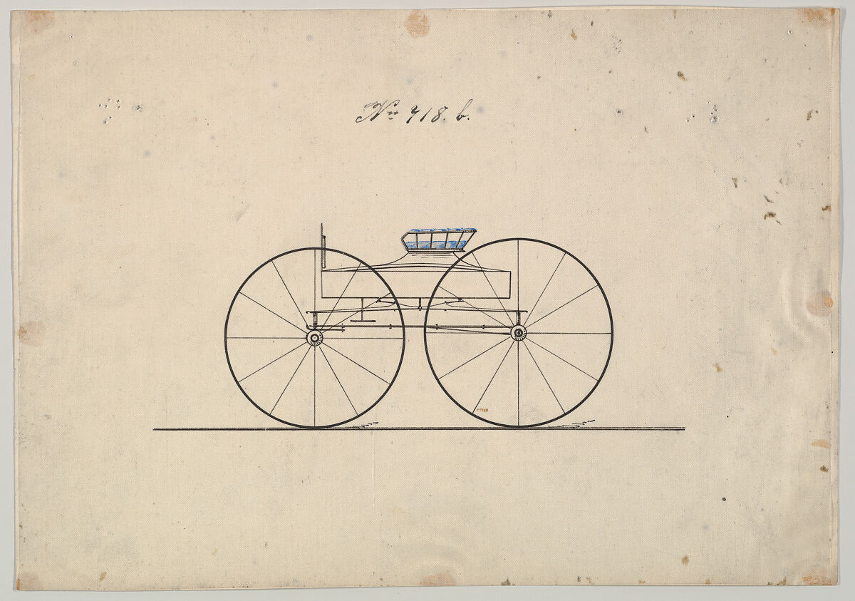 Design for Wagon, no. 718b, Brewster &amp; Co. (American, New York), Pen and black ink, watercolor and gouache 
