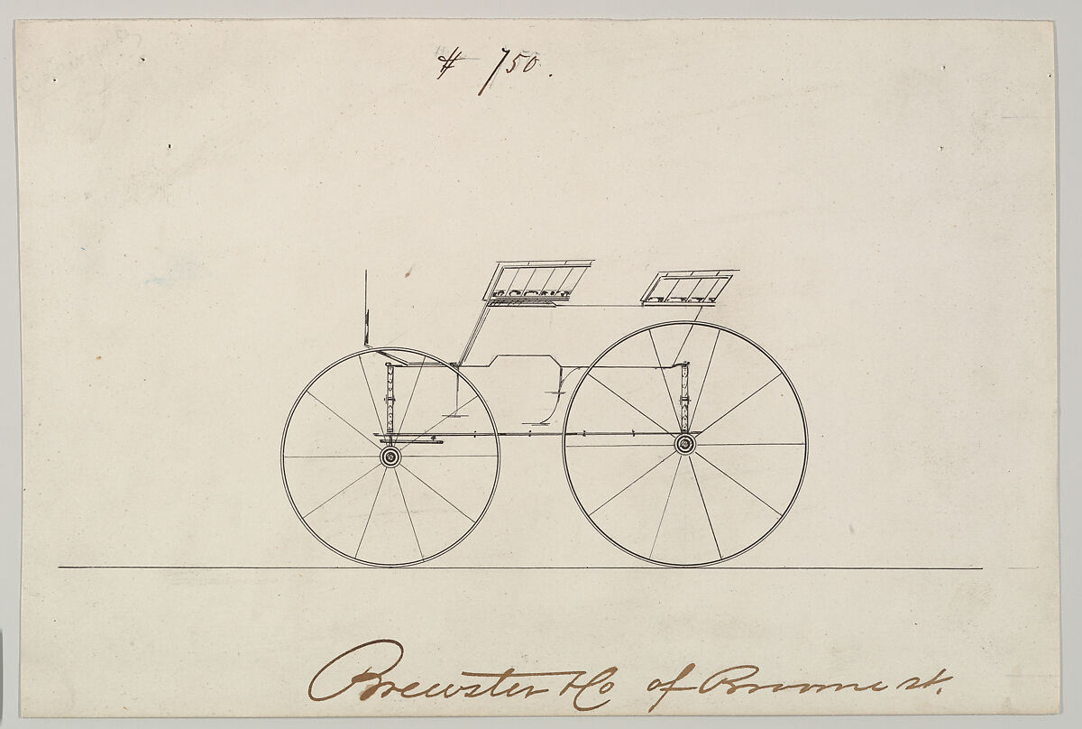 Design for Wagon, no. 750, Brewster &amp; Co. (American, New York), Pen and black ink 