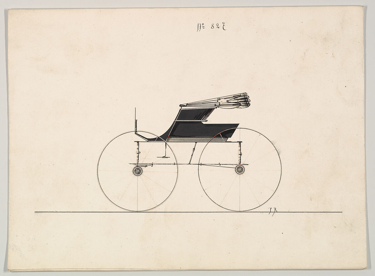 Design for Wagon, no. 827, Brewster &amp; Co. (American, New York), Pen and black ink, watercolor and gouache with gum arabic 