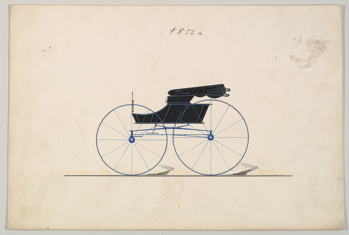 Design for Wagon, no. 856a, Brewster &amp; Co. (American, New York), Pen, black ink, watercolor and gouache with gum arabic 