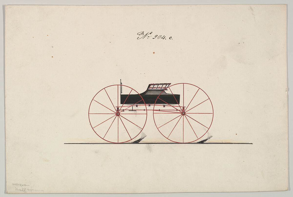 Design for Wagon, no. 904c, Brewster &amp; Co. (American, New York), Pen and black ink, watercolor and gouache 
