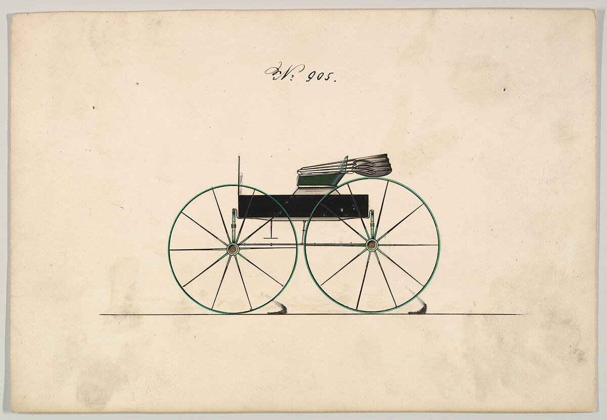 Design for Wagon, no. 905, Brewster &amp; Co. (American, New York), Pen and black ink, watercolor and gouache with gum arabic. 
