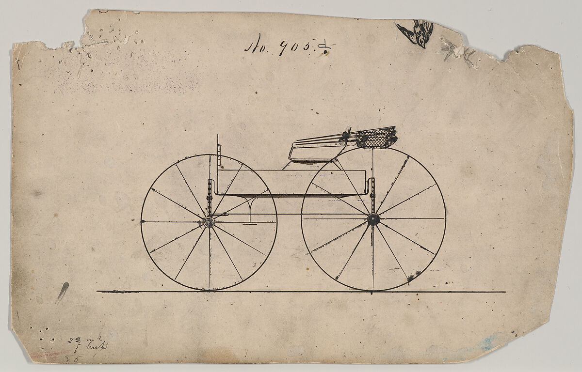 Design for Wagon, no. 905d, Brewster &amp; Co. (American, New York), Pen and black ink 