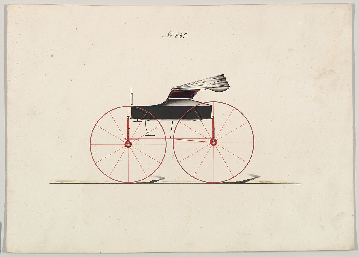 Design for Wagon, no. 935, Brewster &amp; Co. (American, New York), Pen and black ink, watercolor and gouache with gum arabic 