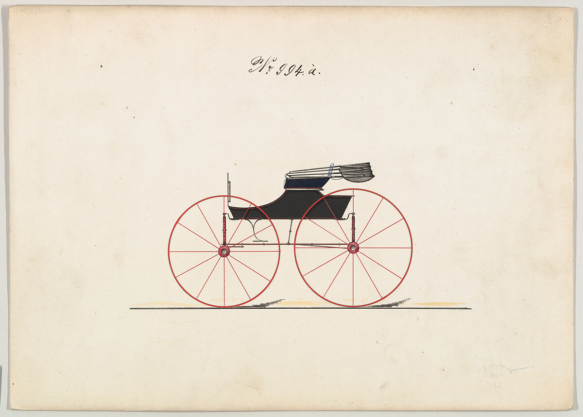 Design for Wagon, no. 994a, Brewster &amp; Co. (American, New York), Pen and black ink, watercolor and gouache with gum arabic. 
