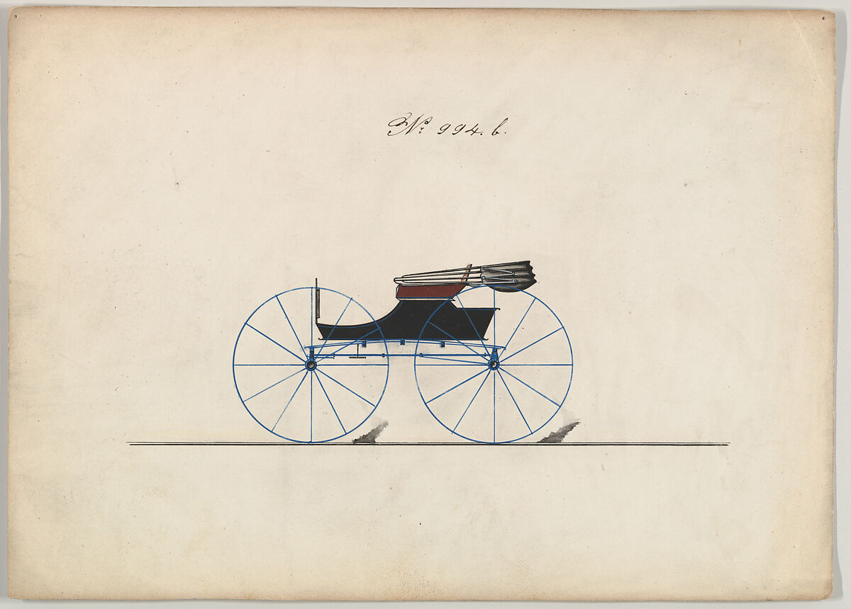 Design for Wagon, no. 994b-2, Brewster &amp; Co. (American, New York), Pen and black ink, watercolor and gouache. 
