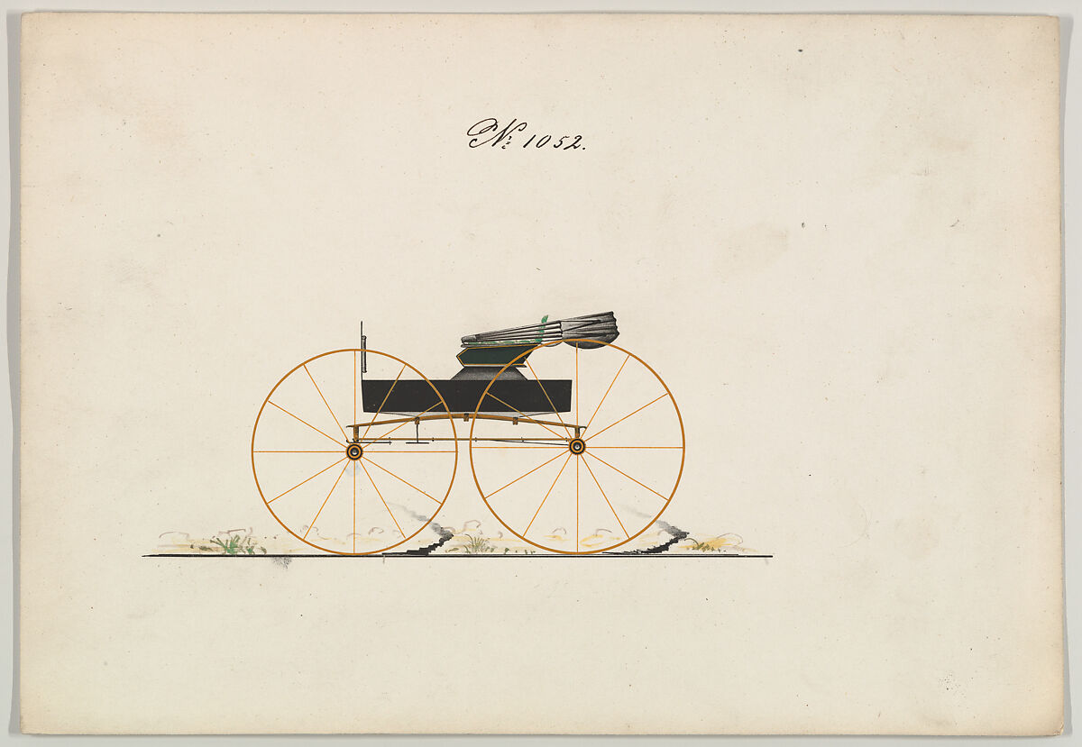 Design for Wagon, no. 1052, Brewster &amp; Co. (American, New York), Pen and black ink, watercolor and gouache with gum arabic 
