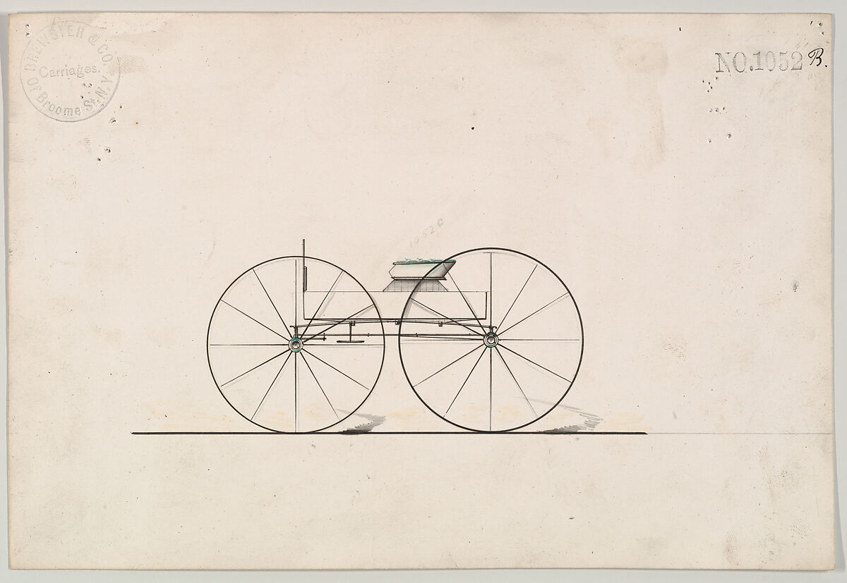 Design for Wagon, no. 1052b, Brewster &amp; Co. (American, New York), Pen and black in, watercolor and gouache 