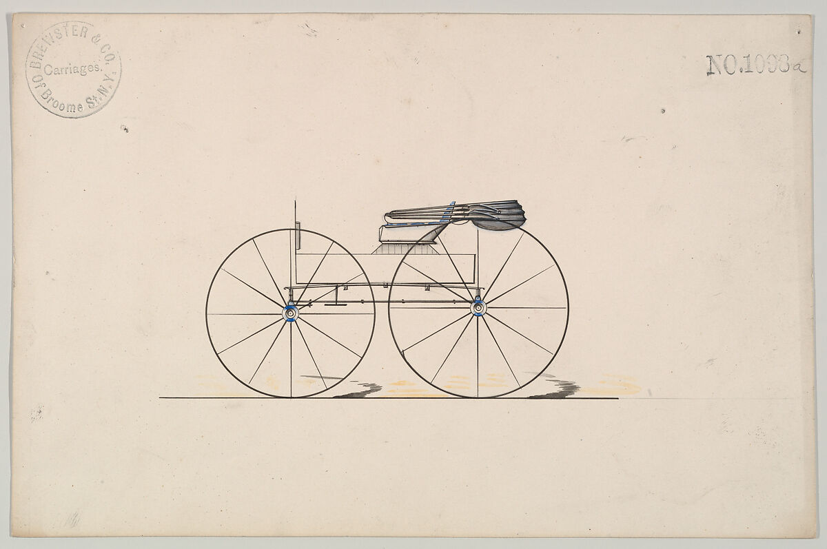 Design for Wagon, no. 1098a, Brewster &amp; Co. (American, New York), Pen and black ink, watercolor and gouache with gum arabic 