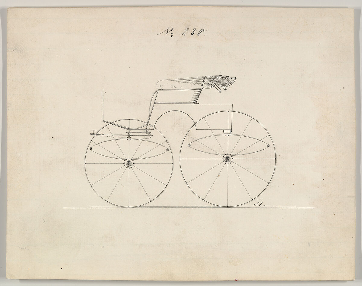 Design for Road Wagon / Driving Phaeton, no. 280, Brewster &amp; Co. (American, New York), Pen and black ink 