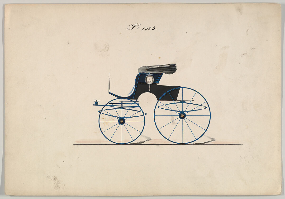 Design for Unclassified Carriage, no. 1023, Brewster &amp; Co. (American, New York), Pen and black ink, watercolor and gouache with gum arabic 