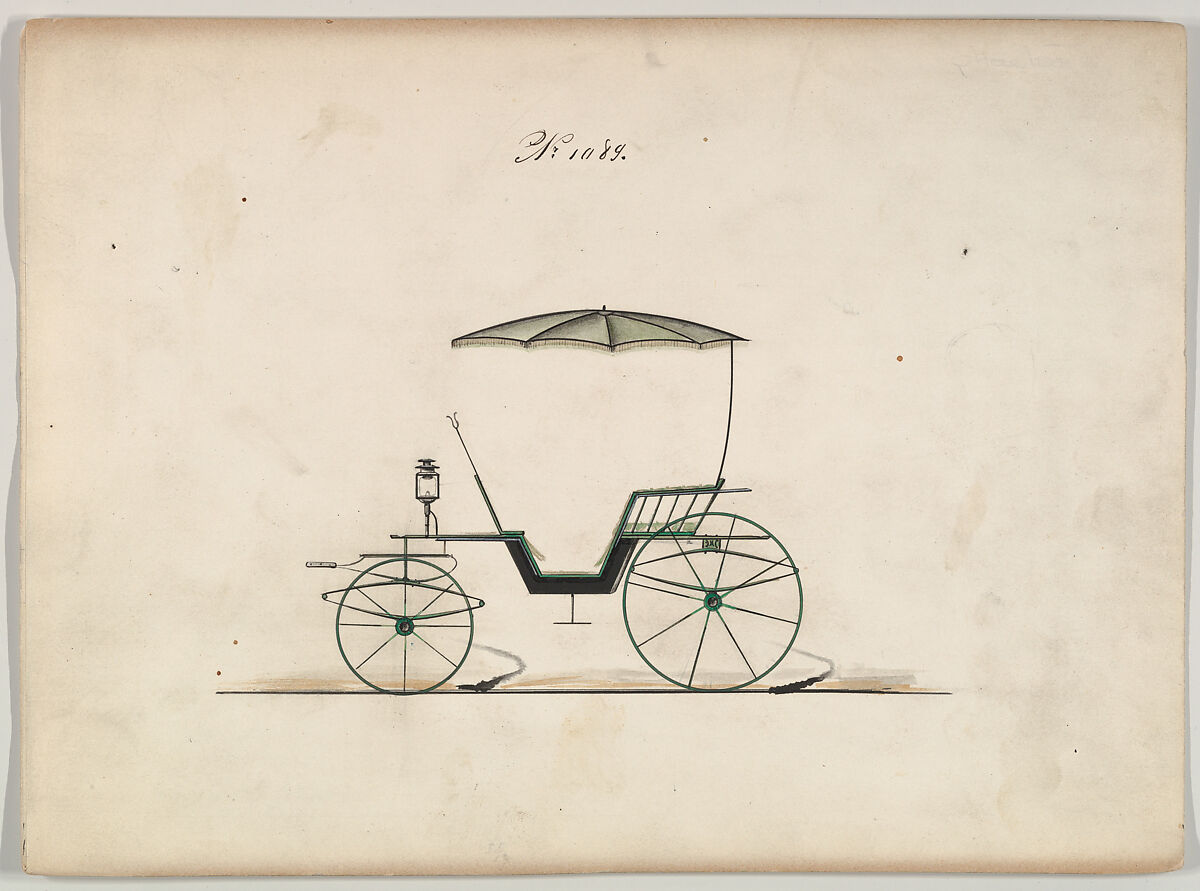 Design for Unclassified Carriage, no. 1089, Brewster &amp; Co. (American, New York), Pen and black ink, watercolor and gouache with gum arabic 