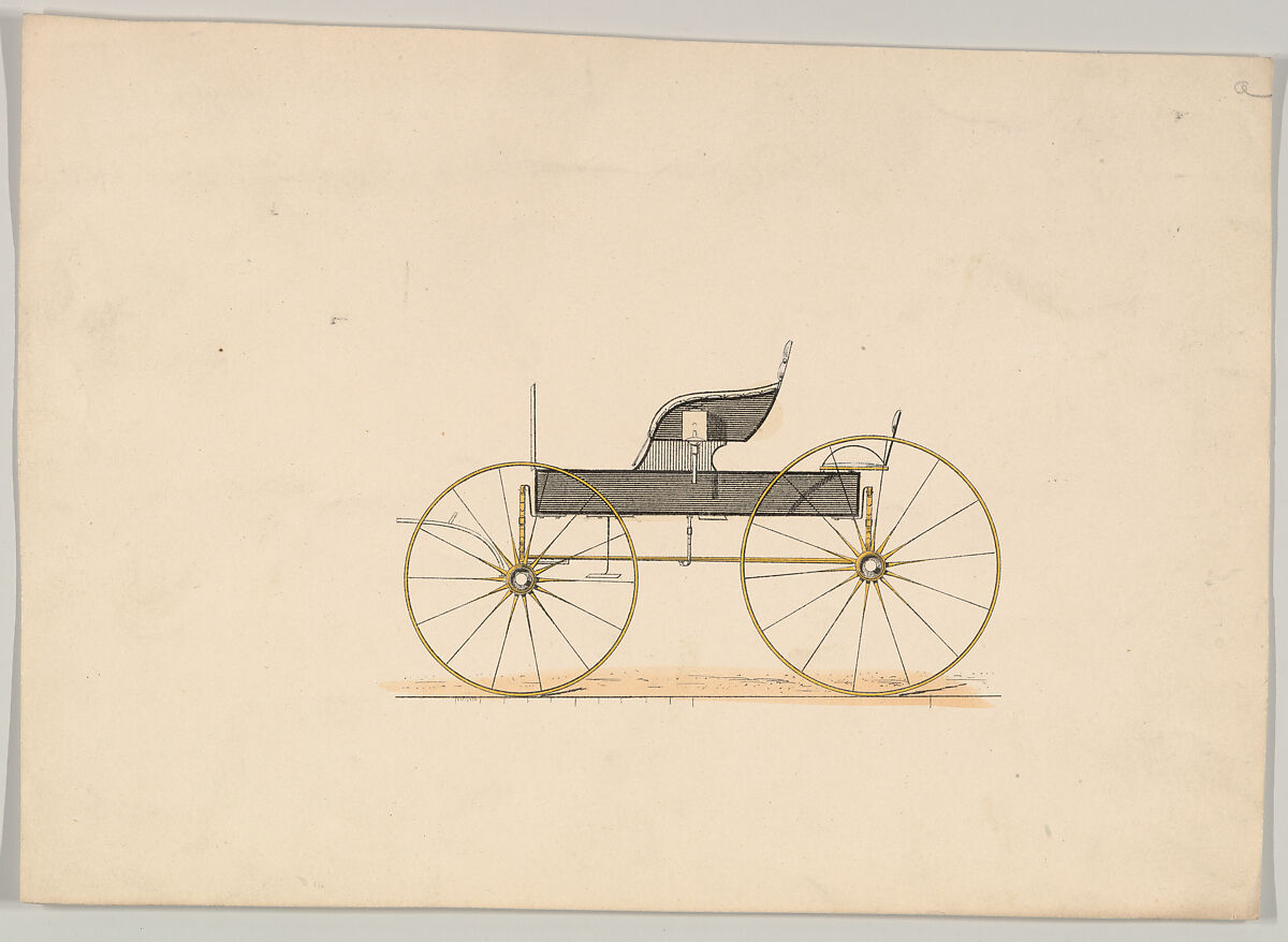 Design for a Wagon with Jump Seats, Hand-colored engraving 