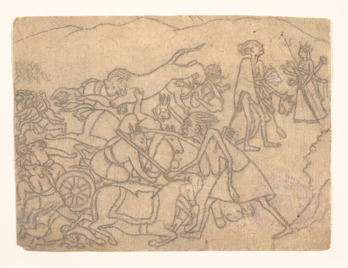 Kali Presenting the Heads of Chanda and Munda to Durga: Scene from the Devi Mahatmya (Glory of the Goddess)
