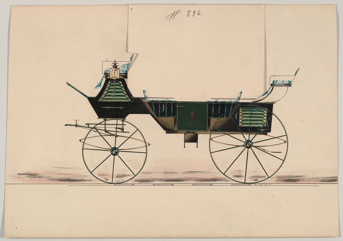 Design for Stage no. 896, Brewster &amp; Co. (American, New York), Pen and black ink, watercolor and gouache with gum arabic. 