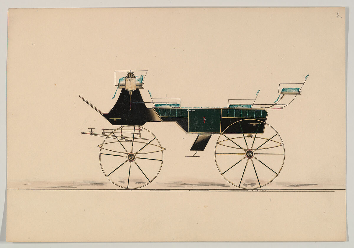 Design for Drag or Break (unnumbered), Brewster &amp; Co. (American, New York), Pen and black ink, watercolor and gouache with gum arabic 