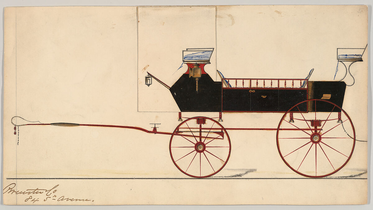 Design for Break (unnumbered), Brewster &amp; Co. (American, New York), Pen and black ink, watercooor and gouache with gum arabic 