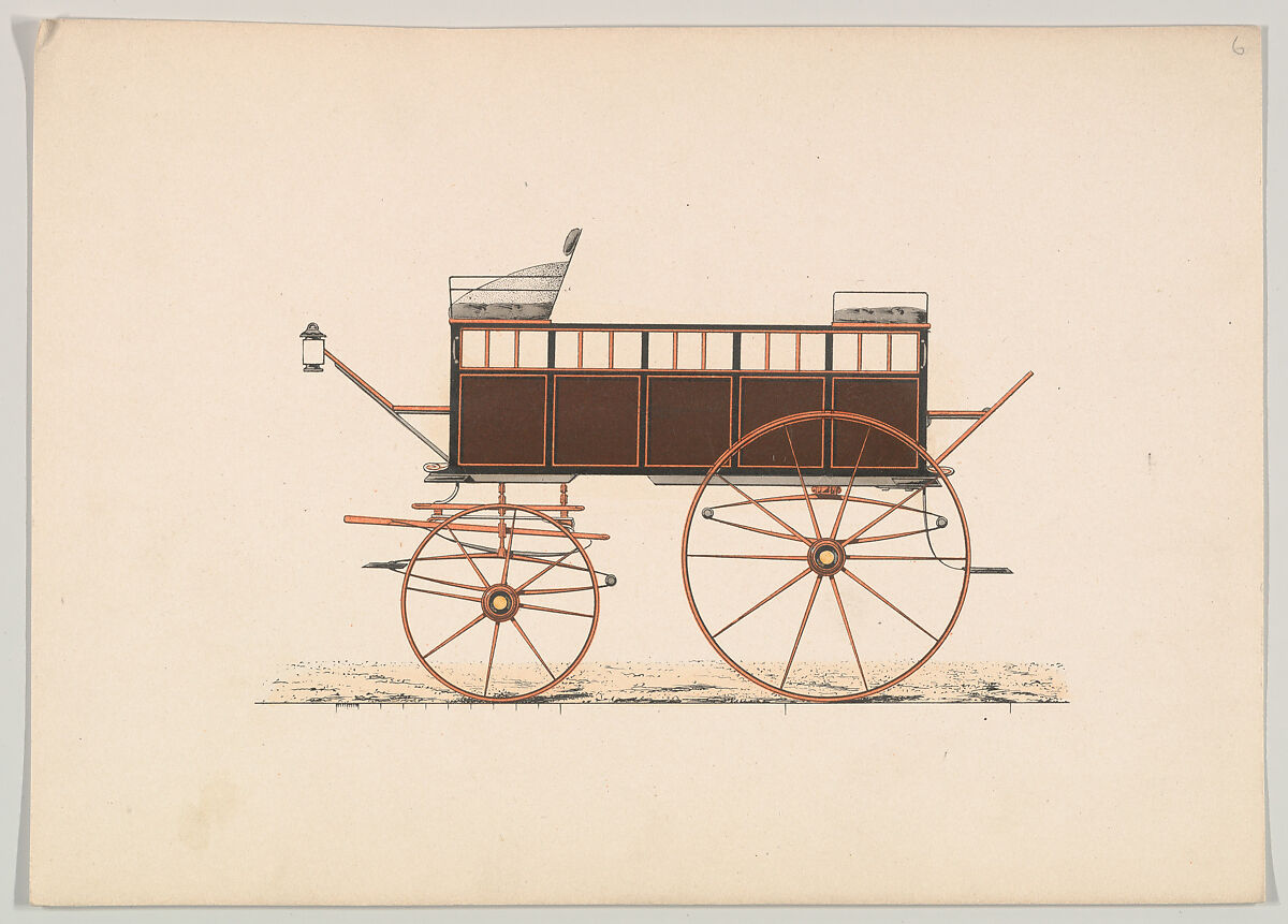 Design for a  Break (unnumbered), Brewster &amp; Co. (American, New York), Hand colored lithograph 