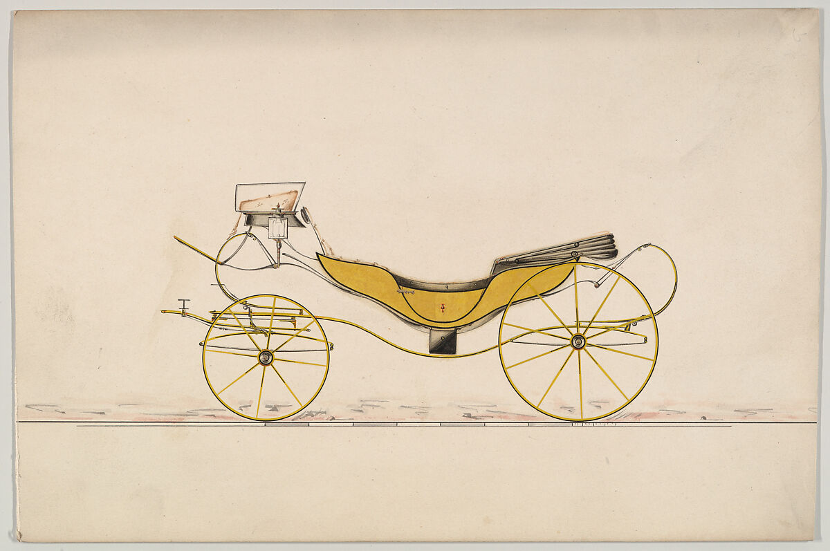 Caleche (unnumbered), Brewster &amp; Co. (American, New York), Pen and black ink, watercolor and gouache, with gum arabic 