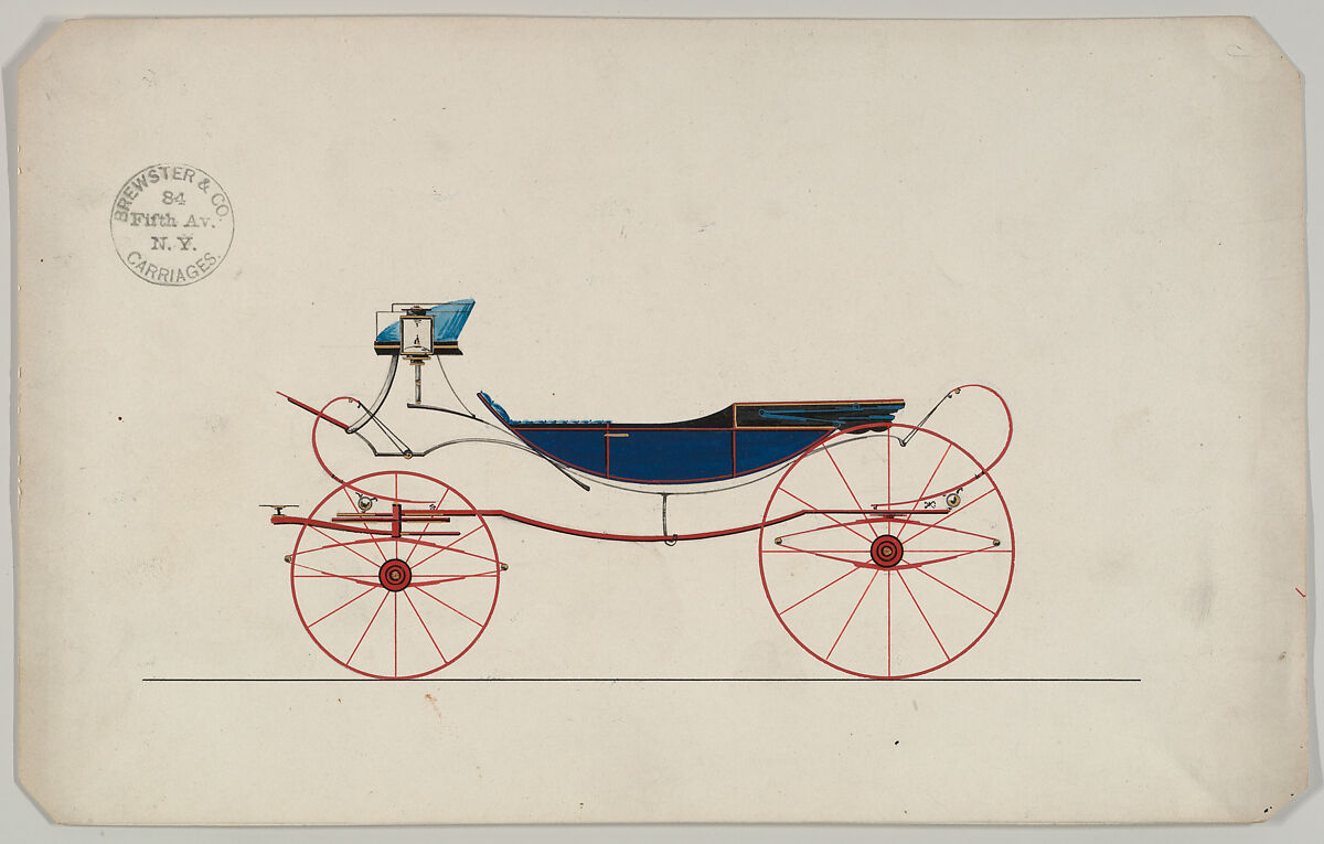 Caleche (unnumbered), Brewster &amp; Co. (American, New York), Pen and black ink, watercolor and gouache with gum arabic 