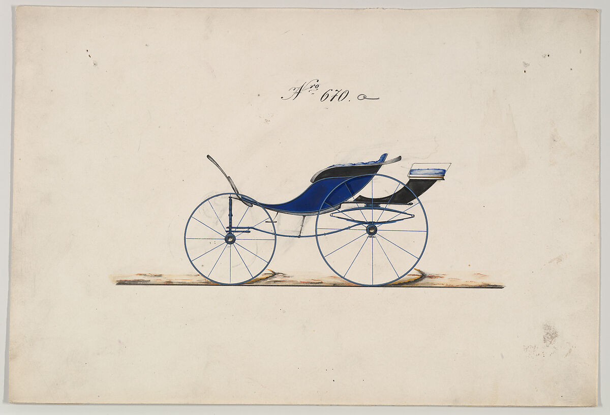 Pony Phaetonn #670a, Brewster &amp; Co. (American, New York), Pen and black ink, watercolor and gouache with gum arabic 