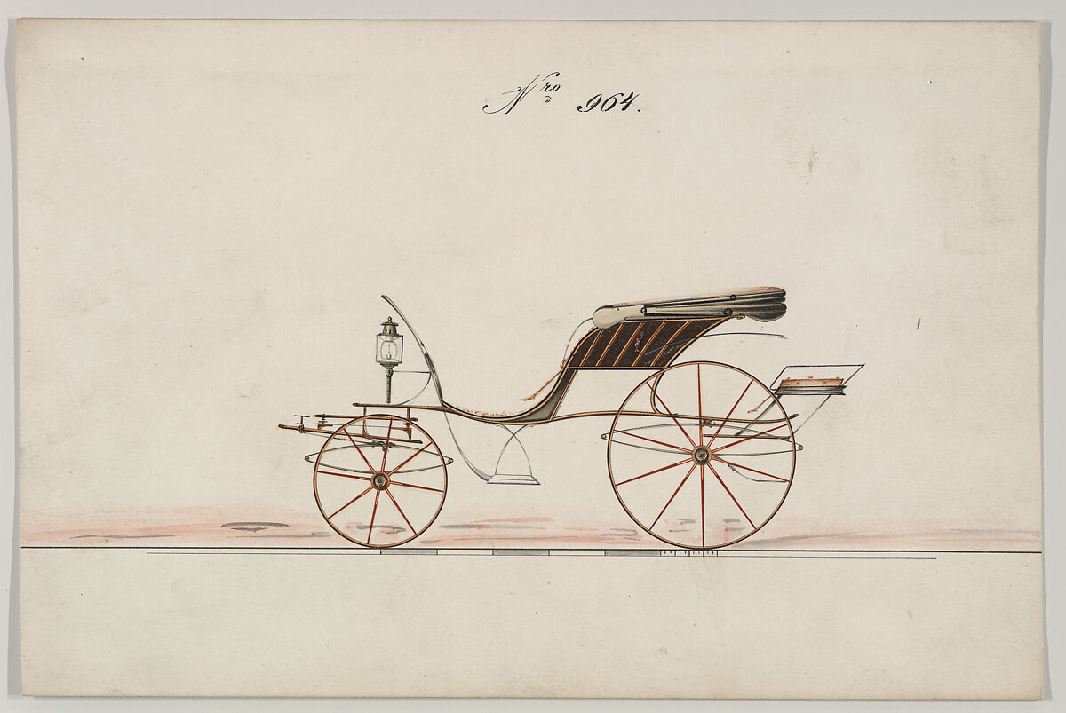 Phaeton #964, Brewster &amp; Co. (American, New York), Pen and black ink, watercolor and gouache with gum arabic with metallic ink