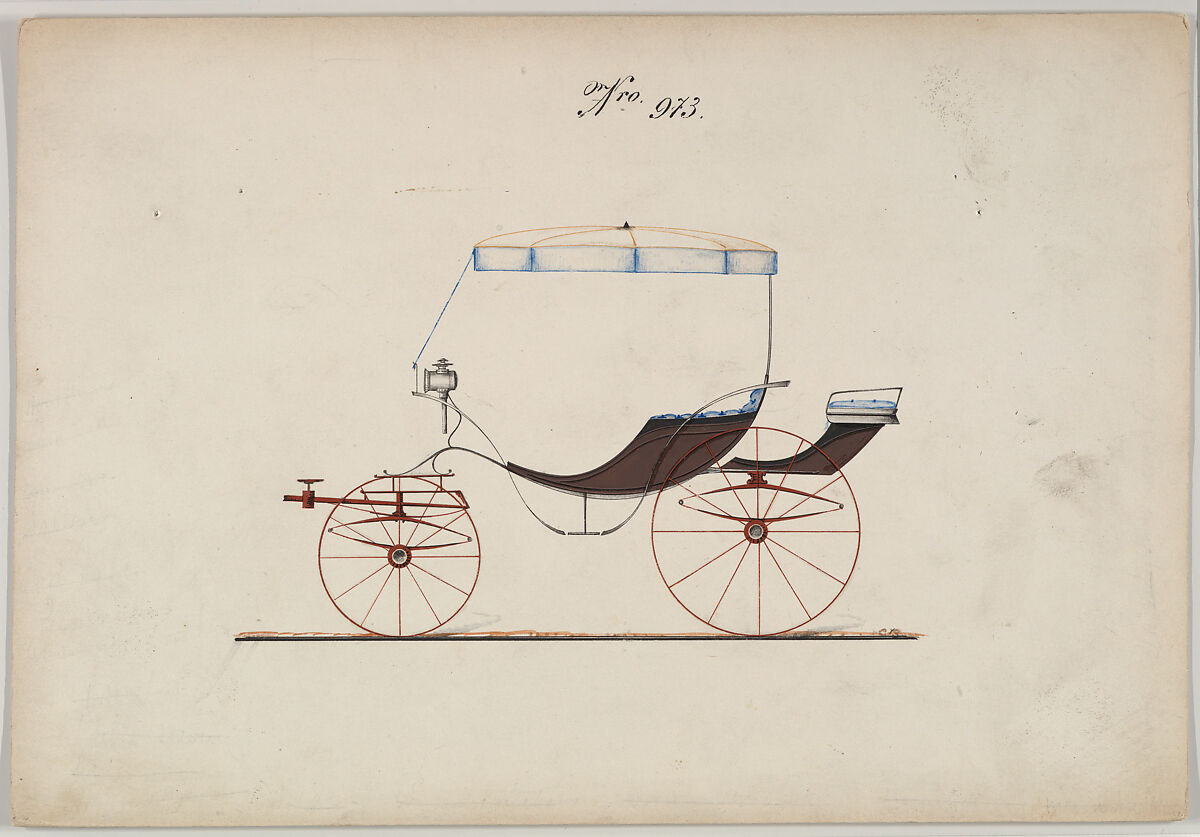 Parasol Top Phaeton #973, Brewster &amp; Co. (American, New York), Pen and black ink, watercolor and gouache with gum arabic 