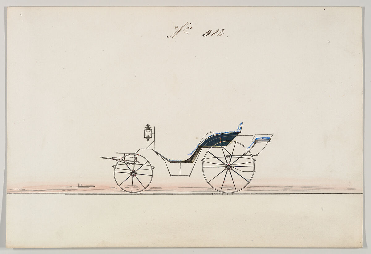 Phaeton #982, Brewster &amp; Co. (American, New York), Pen and black ink, watercolor and gouache with gum arabic 