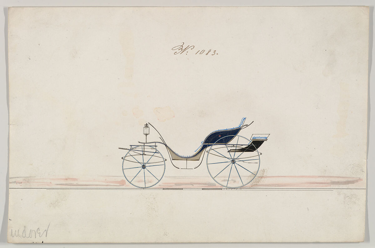 Phaeton #1083, Brewster &amp; Co. (American, New York), Pen and black ink, watercolor and gouache with gum arabic 