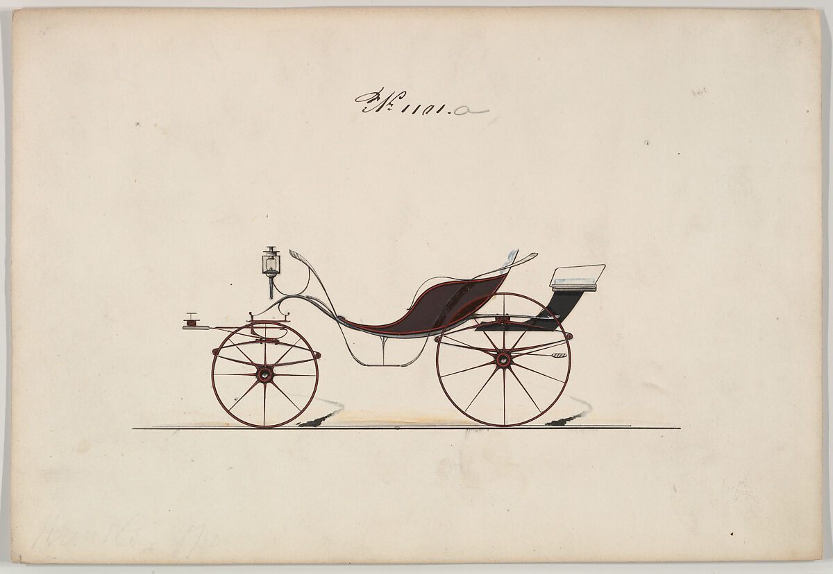 Phaeton #1101a, Brewster &amp; Co. (American, New York), Pen and black ink, watercolor and gouache with gum arabic 