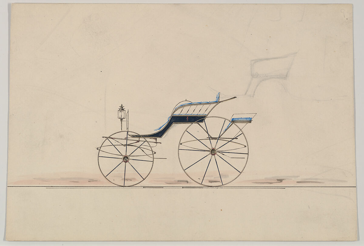 Phaeton (unnumbered), Brewster &amp; Co. (American, New York), Graphite, pen and black ink, watercolor and gouache with gum arabic 