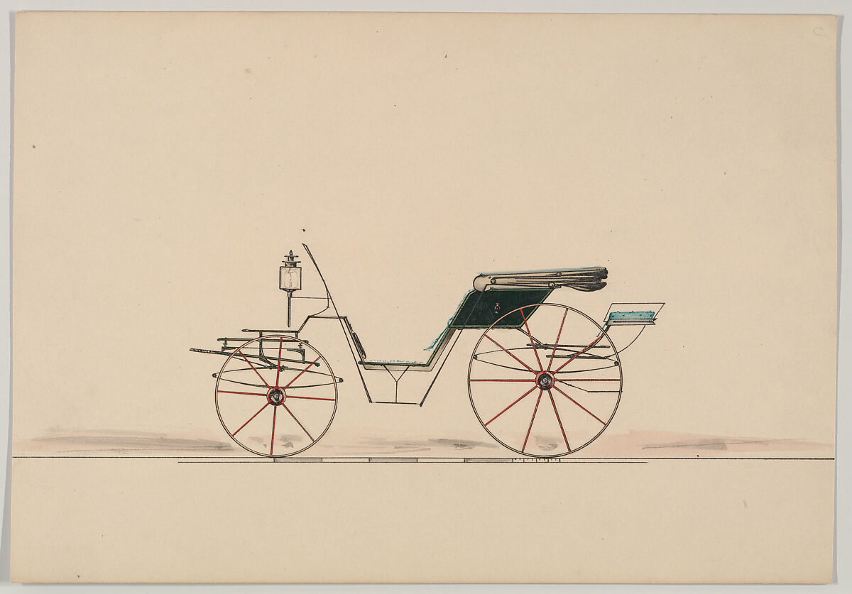 Phaeton (unnumbered), Brewster &amp; Co. (American, New York), Pen and black ink, watercolor and gouache 