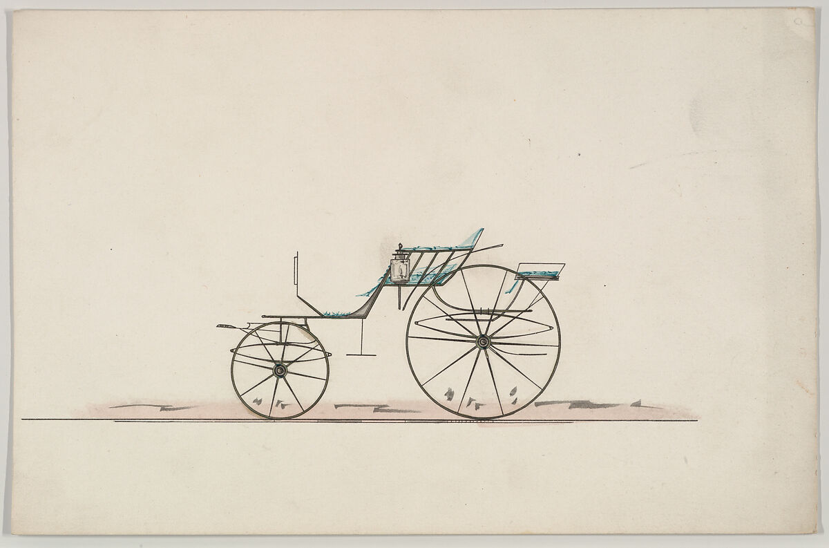 Spindle Seat Phaeton (unnumbered), Brewster &amp; Co. (American, New York), Pen and black ink, watercolor and gouache, with gum arabic 