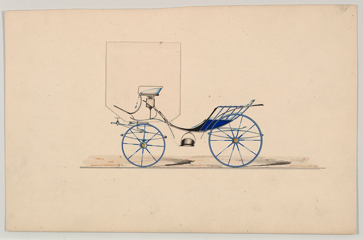 Stick Seat Phaeton (unnumbered), Brewster &amp; Co. (American, New York), Pen and black ink, watercolor and gouache with gum arabic and metallic ink. 