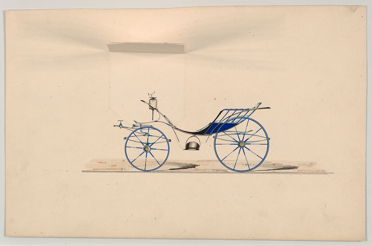 Stick Seat Phaeton (unnumbered), Brewster &amp; Co. (American, New York), Pen and black ink, watercolor and gouache with gum arabic and metallic ink.