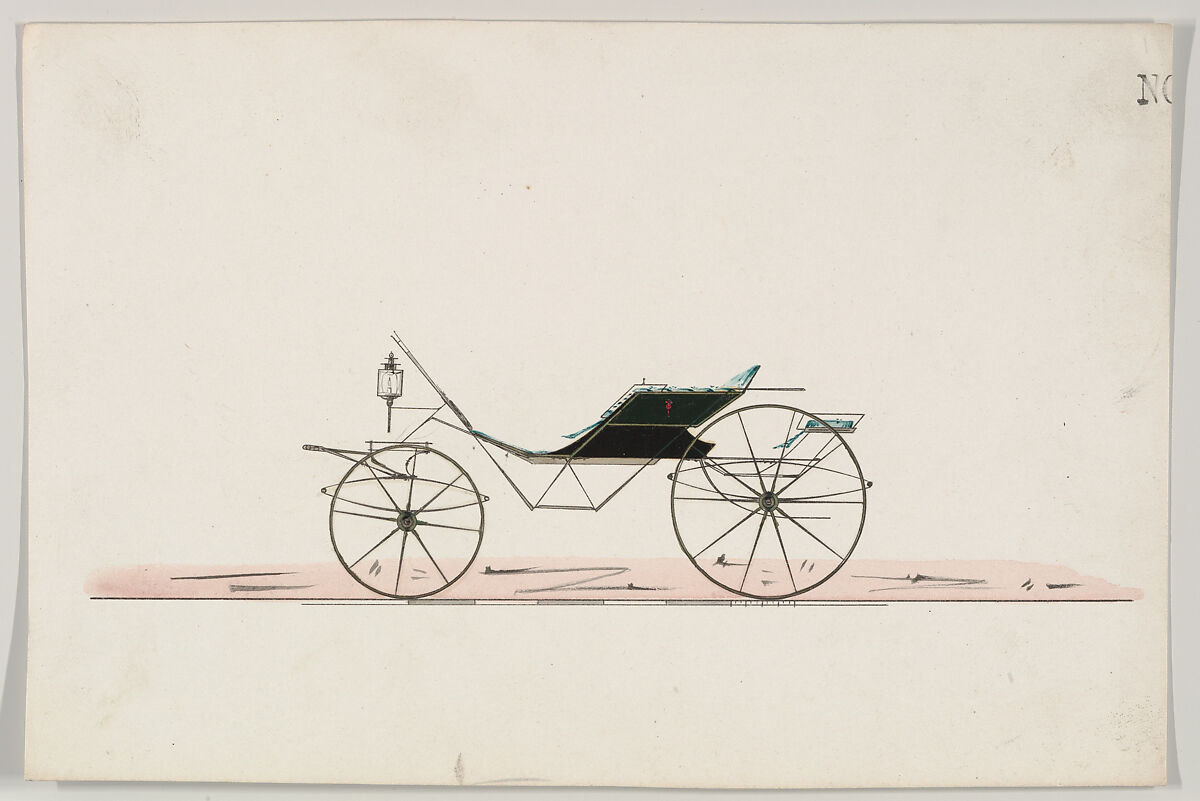 Phaeton (unnumbered), Brewster &amp; Co. (American, New York), Pen and black ink, watercolor and gouache with gum arabic 