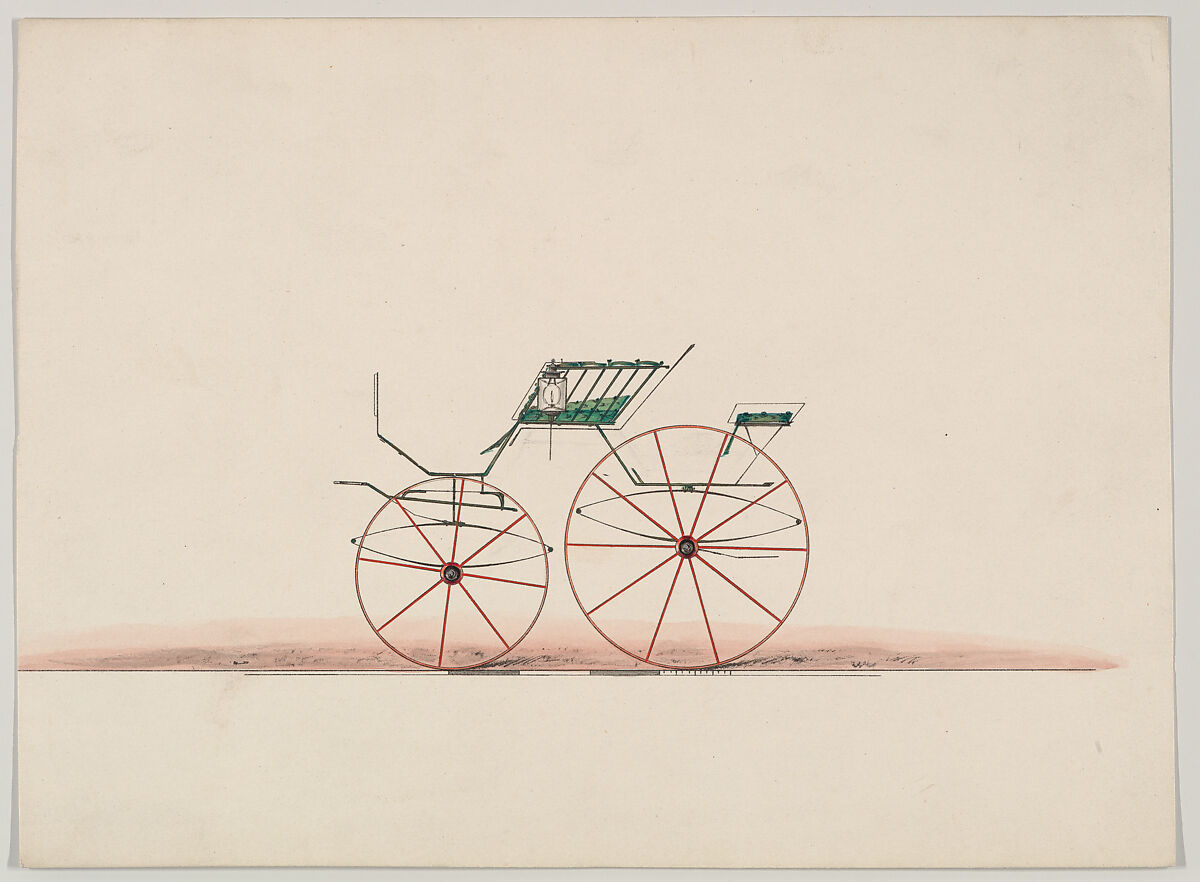 Phaeton (unnumbered), Brewster &amp; Co. (American, New York), Pen and black ink, watercolor and gouache with metallic ink 