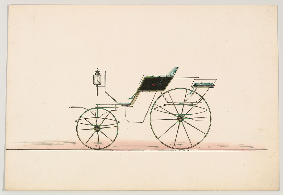 Phaeton (unnumbered), Brewster &amp; Co. (American, New York), Pen and ink, watercolor, gouache and gum arabic 