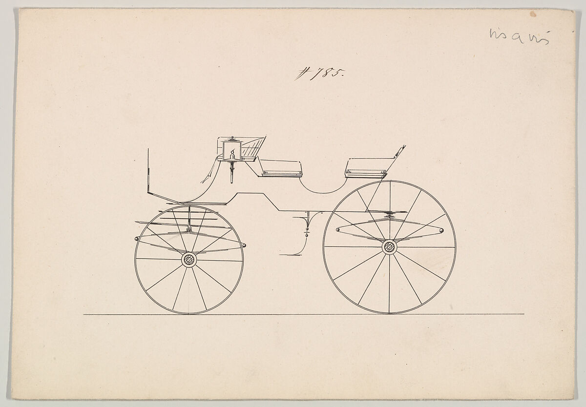 Design for Vis-à-vis, no. 785, Brewster &amp; Co. (American, New York), Graphite, pen and black ink 