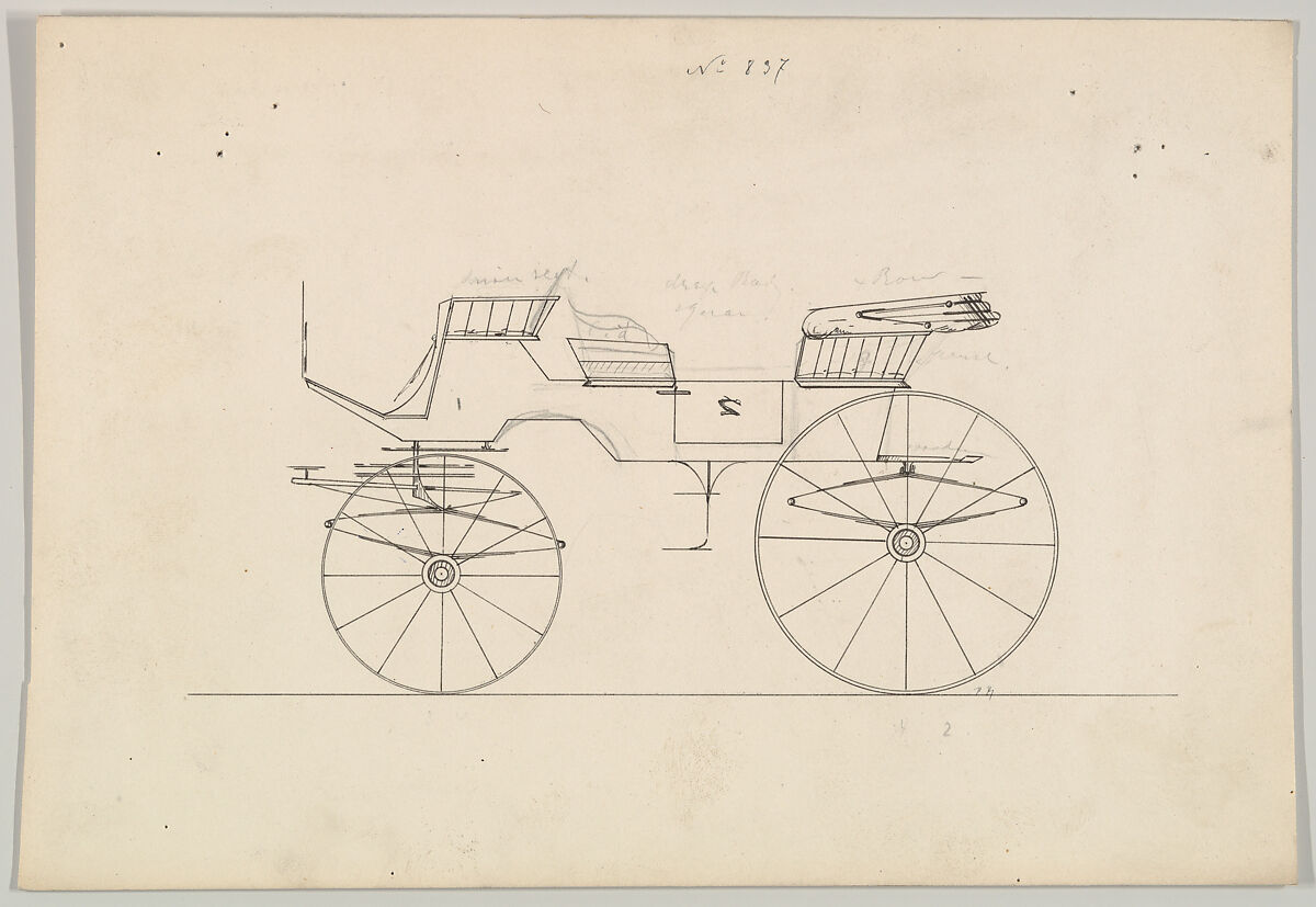 Design for Vis-à-vis/ Charabanc, no. 837, Brewster &amp; Co. (American, New York), Graphite, pen and black ink 