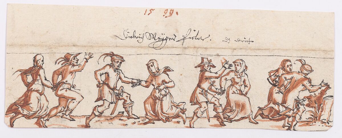 Farmers Dancing, Dietrich Theodor Meyer the Elder (Swiss, Eglisau 1572–1658 Zurich), Pen and black ink, brush and reddish brown wash