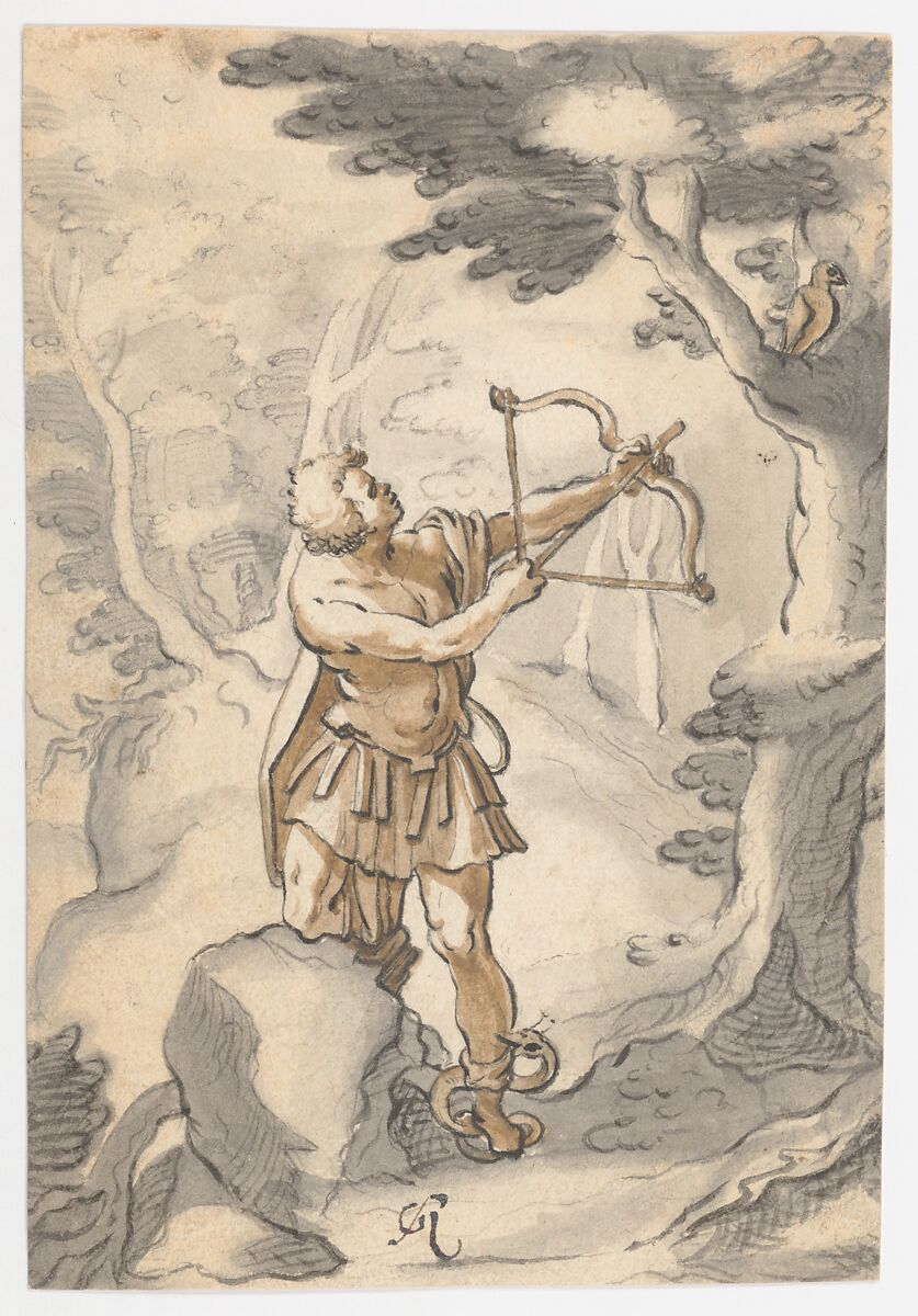 Philoctetes Being Bitten by the Snake, Gotthard Ringgli (Swiss, Zurich 1575–1635 Zurich), Pen and gray and black ink, brush and gray and brown wash